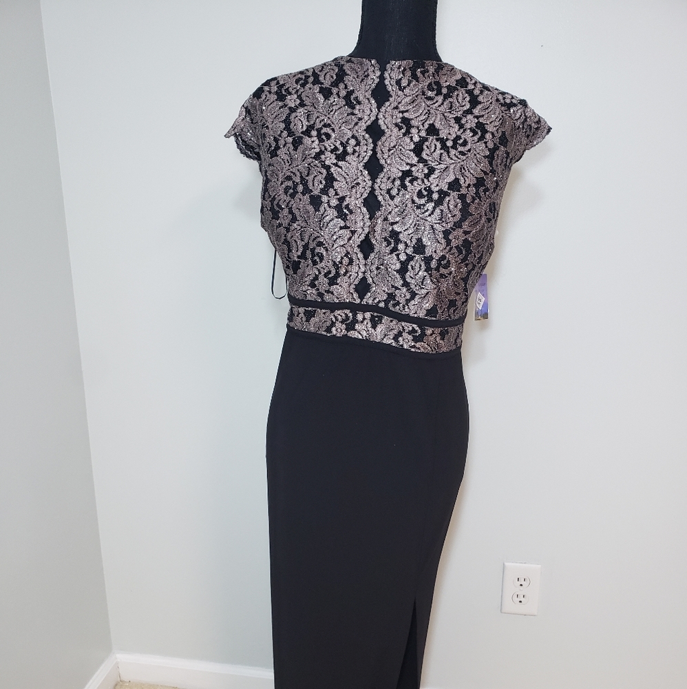 Elegent black and gold lace dress